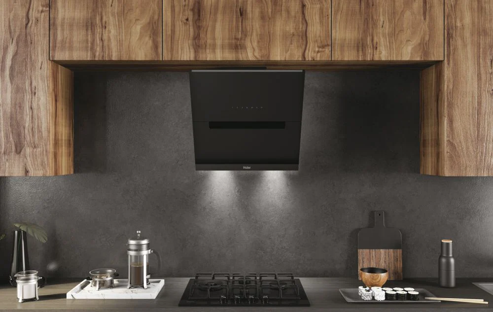CLEARANCE Haier HADG6DS46BWIFI 60cm Angled Glass Chimney Wall Mounted