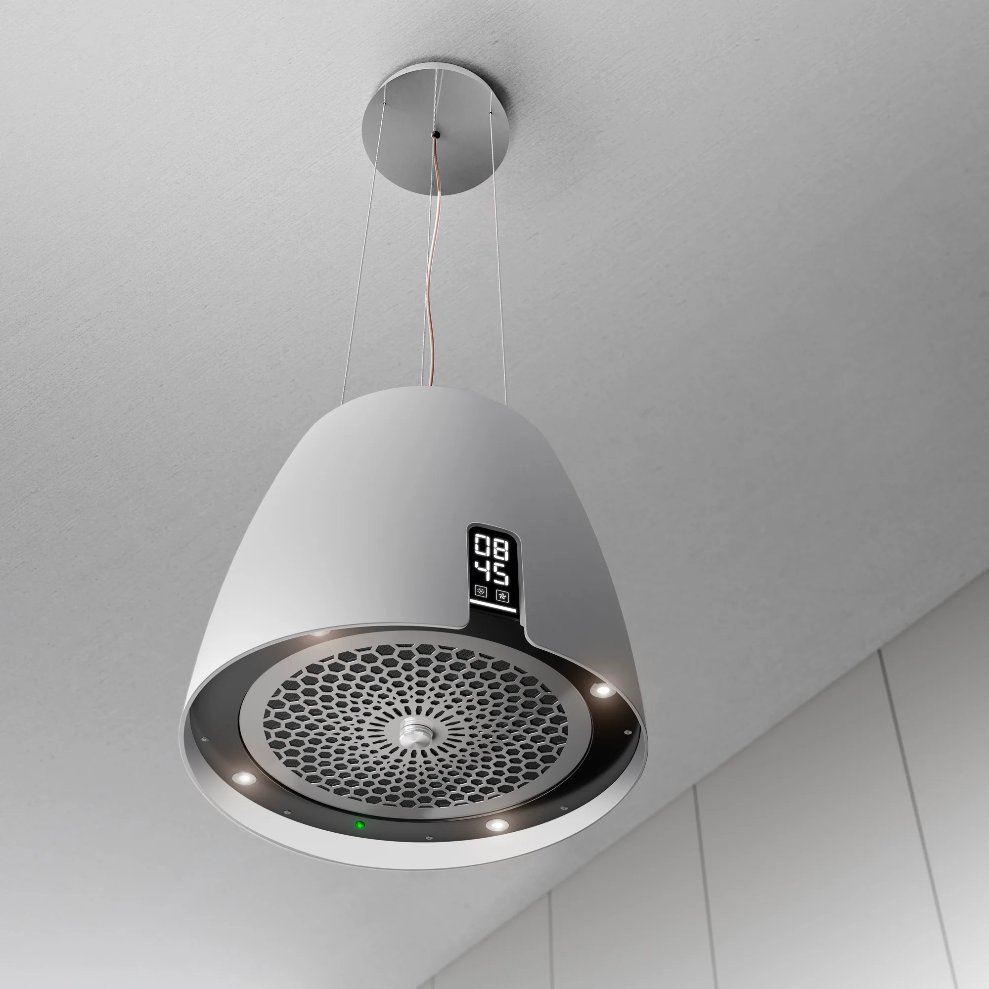 Airforce Ballerina Crisalide 47,5cm Island Cooker Hood with Control & Digital Closck Display in Satin White Finish - Image 2