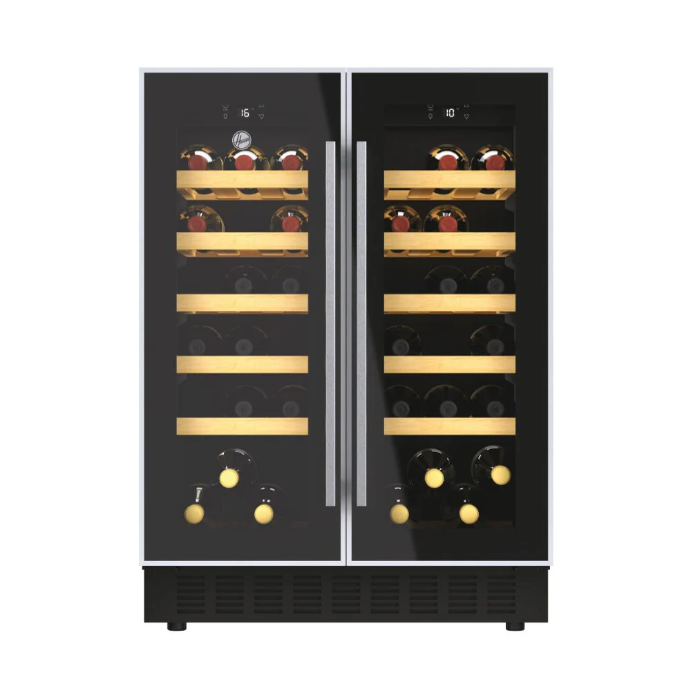 Hoover HWCB 60D UK/N 60 cm (wide) entertainment centre, 38 bottles, Black with slim Stainless Steel Frame - Image 3