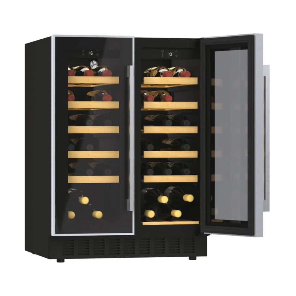 Hoover HWCB 60D UK/N 60 cm (wide) entertainment centre, 38 bottles, Black with slim Stainless Steel Frame - Image 4