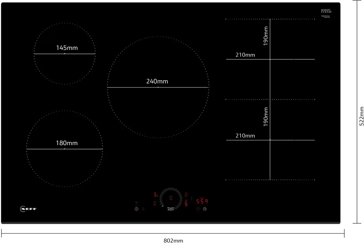 NEFF T58FHW1L0 N70 Induction hob 80 cm surface mount without frame - Image 4
