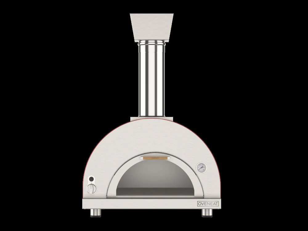 Oveneat GDD-2VR Red Double gas pizza oven with drop-down glass door includes pizza peel
