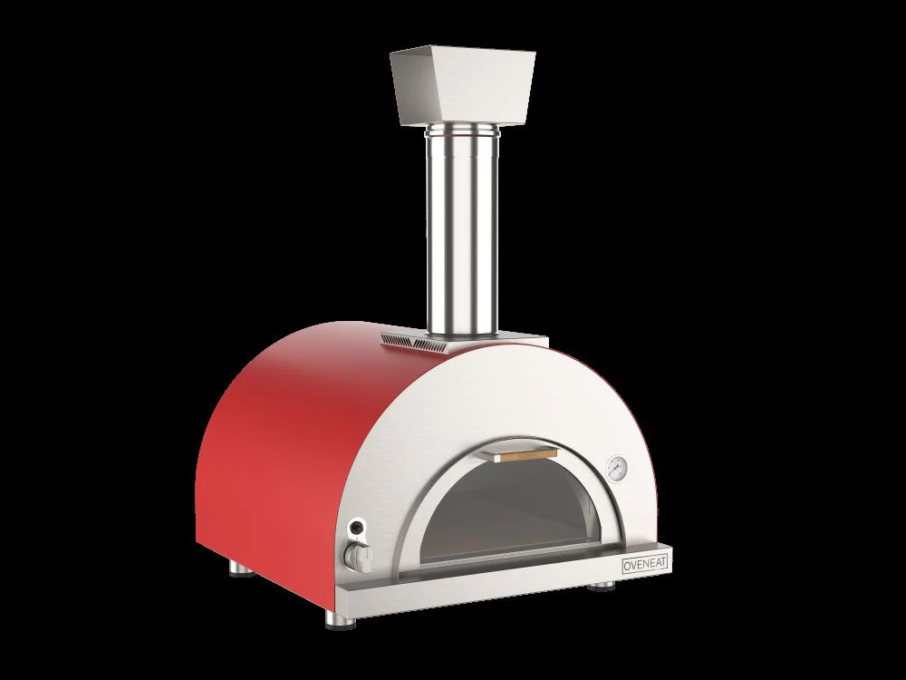 Oveneat GDD-2VR Red Double gas pizza oven with drop-down glass door includes pizza peel - Image 2