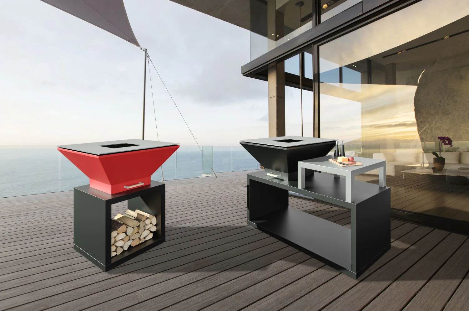 Oveneat OFP-WV-00000R BBQ Tower with wood storage includes cover,cooking grill & grilled plate - Image 7