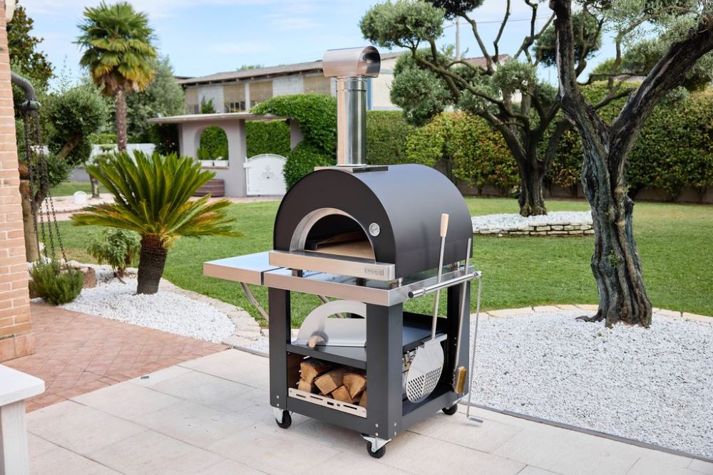 Oveneat WDD-2VR Red Wood Fired Double Pizza Oven with Drop-down Glass Door includes Brazier & Pizza Peel - Image 5