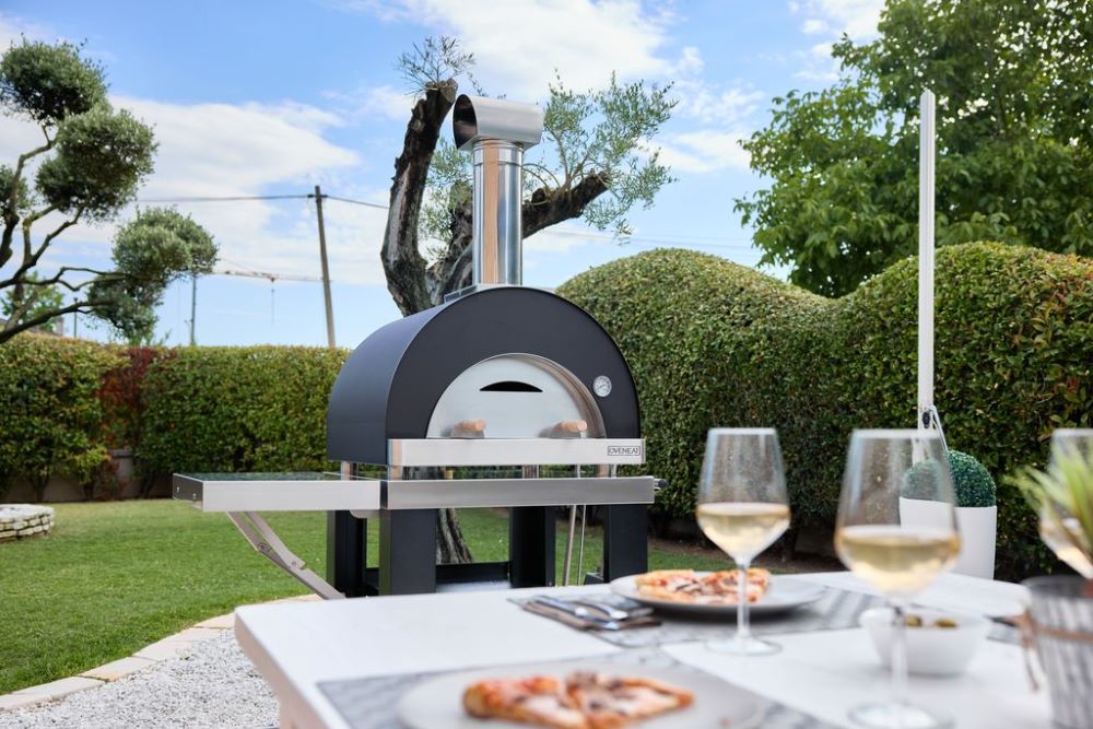 Oveneat WDD-2VR Red Wood Fired Double Pizza Oven with Drop-down Glass Door includes Brazier & Pizza Peel - Image 7