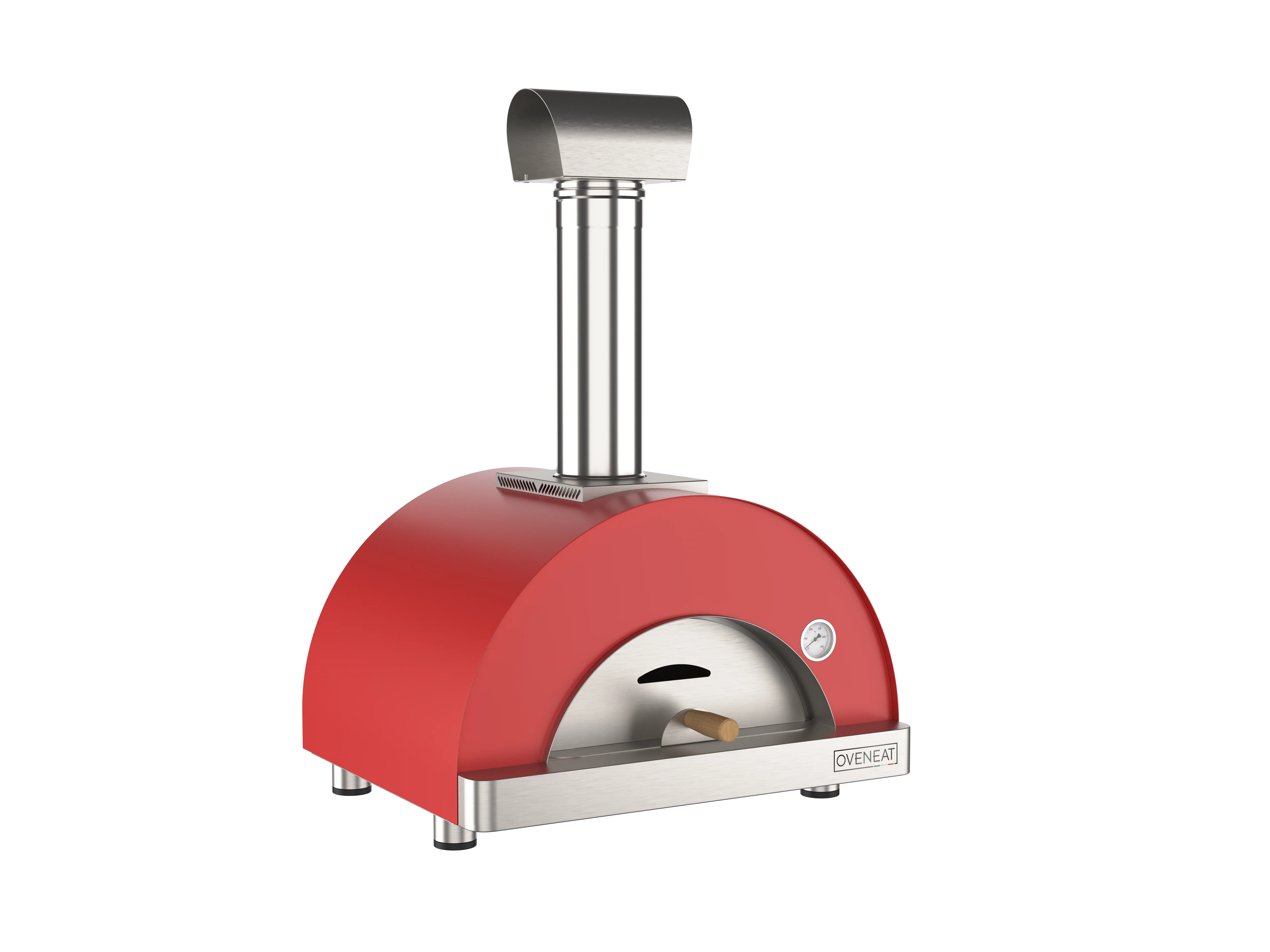 Oveneat WRX-1VR Red Wood Fired Single Pizza oven with stainless steel door includes brazier and pizza peel