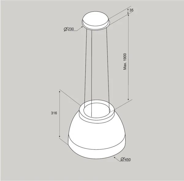 PAINT TO ORDER - Airforce New Moon 45cm Island Cooker Hood with Integra System - Image 5